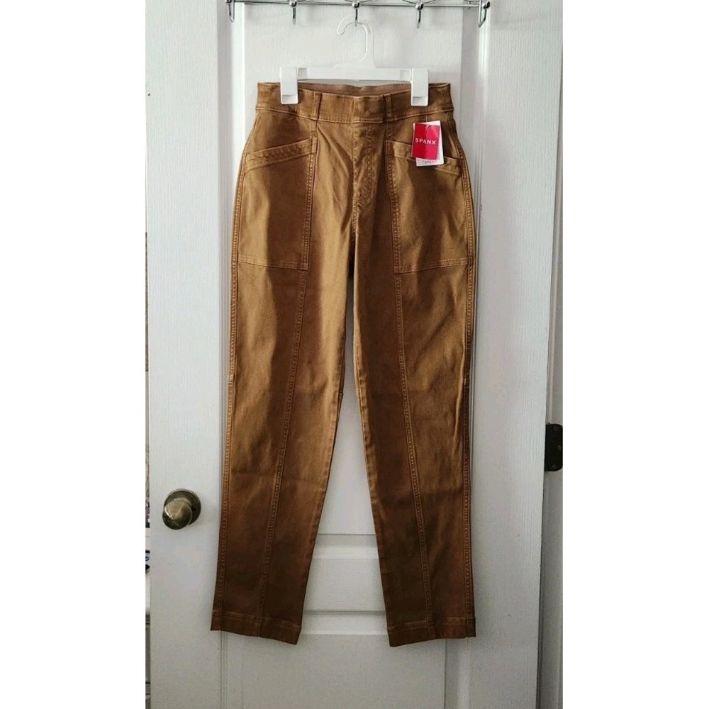 NWT Spanx Stretch Twill Straight Leg Pant Size S Acorn Brown‎